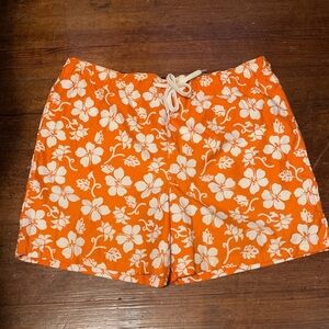Men’s Orange Floral Swim Trunks
